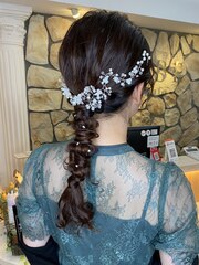 編みおろしアレンジ/ヘアアレンジ/結婚式アレンジ/江坂