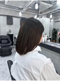黒髪/グレーベージュ/レイヤーロング/前髪パーマ/銀座/東銀座
