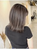細めハイライトマロンベージュくすみベージュ白髪ぼかし◎[船橋]