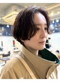 パーマショートパーマセンター分けパーマハンサムショートパーマ