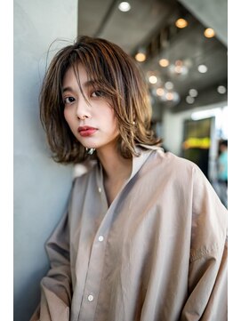 オースティン 門前仲町(AUSTIN) 大人かわいい前髪セシルカットココアブラウンフリンジウェーブ