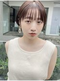 耳かけmashbob#切りっぱなしボブ#美髪#ピンクブラウン