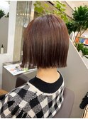 ぷつっと　ミニボブ外ハネ　切りっぱなし　韓国風　縮毛矯正
