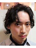 メンズパーマ センターパート ウルフ MEN'S HAIR 茨木市