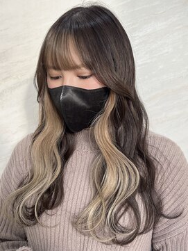 美容室ジャスミン ホワイトベージュイヤリング【hotaru】ブリーチカラー