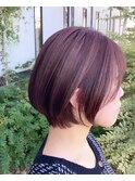 前下がりショートボブ#ピンクベージュ#ダブルカラー#豊橋#豊川