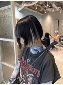ダブルカラー/黒髪/ボブルフ/ネビージュ/原宿/インナーカラー