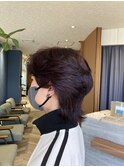 爽やかナチュラルパーマセンターパート清潔感デザインカラー