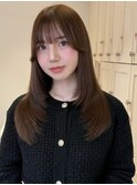 13561オリーブグレージュ韓国風巻きレイヤーカットくびれヘア