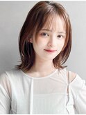 モテ髪薄めバングハイライトカラーくせ毛風カールイメチェン