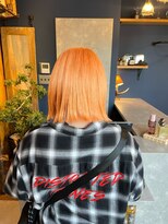 リノショアーズ 日本大通り店(RINOSHORES)&nbsp;1ブリーチカラー/オレンジカラー×切りっぱなしボブ