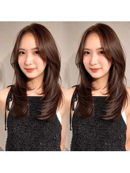 エイム(A-im)の写真/【顔周り×レイヤーカット】小顔見せが叶う前髪&顔まわりカットで"結んでも可愛い"スタイルをご提案◎