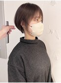 丸みショートカットボブ小顔20代30代40代大人かわいいグレージュ