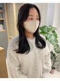 【松本咲花】前髪なし韓国風ロング/初カラー/アッシュグレージュ