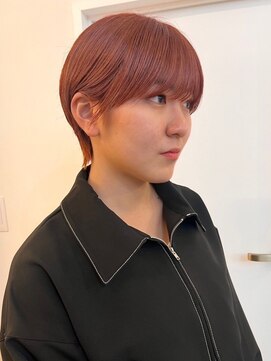 パーク 福岡天神西通り店(parc) 大人ショート　コーラルピンク　透明感　抜け感　顔周りカット