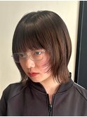 顔周りレイヤーカットくびれヘアミルクティーベージュカラー