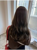 ロング赤味抑えたオリーブカラー
