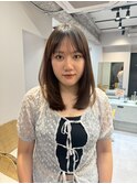 韓国風レイヤーカットブリーチダブルカラー前髪