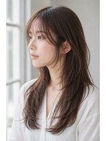 ムル 大口(muru) おくれ毛で小顔効果抜群の顔まわりレイヤー×ナチュラルベージュ