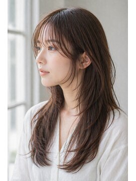 ムル 大口(muru) おくれ毛で小顔効果抜群の顔まわりレイヤー×ナチュラルベージュ
