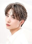 ツーブロックナチュラルダウンパーマシースルーマッシュ
