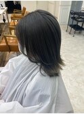オリーブベージュ/切りっぱなしボブ