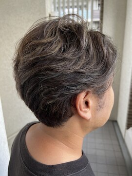 ガーデン オオタカノモリ(garden otakanomori) メンズ白髪ぼかしハイライト/センターパート/ツーブロック