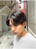 艶センターパートニュアンスパーマダークアッシュ韓国マッシュ
