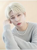 ワックスなし刈り上げツーブロックセンターパートフェザーパーマ