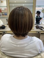 アッシュ 仙川店(Ash)&nbsp;40代50代60代大人ひし形丸みショートボブ白髪ぼかしハイライト