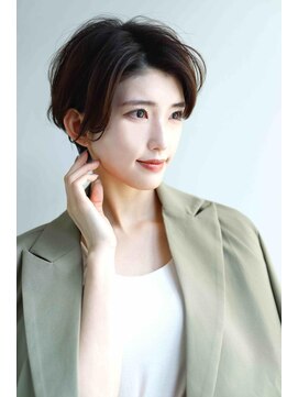 ムウ 難波(MOU) ナチュラルボブ暗めカラーグランマッシュデザイン20代30代40代50