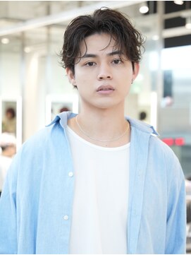 テン 心斎橋(tenn.) 心斎橋シャドウパーマメンズマッシュウルフカット波巻きパーマ