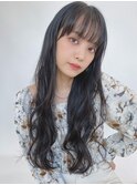 ダークカラーくすみカラー艶黒髪韓国風カール