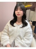 韓国レイヤーカット　顔まわり　くびれヘア　ココアブラウンカラ