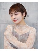 ミルクティーベージュ20代30代韓国風マッシュショート前髪あり