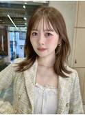 前髪顔まわりくびれレイヤーミディアム顔まわり縮毛矯正haruhi