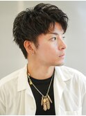アップバングショートパーマ