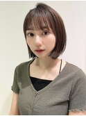 丸型イメチェン内巻きボブミルクグレージュ