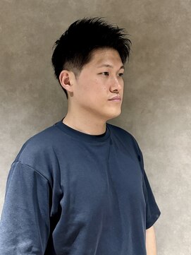 ブラッシュプレミア(BRUSH PREMIER) メンズ王道アップバングベリーショート黒髪ツーブロック