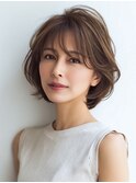 白髪ぼかし脱白髪染め似合わせショートボブ40代50代60代