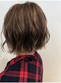 ハイライト切りっぱなしボブ