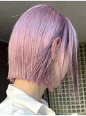 ダブルカラーピンクベージュベージュカラーケアブリーチミニボブ