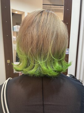 ヴィサージュエーデル(VISAGE edel) ベージュ × ライトグリーン　裾カラー