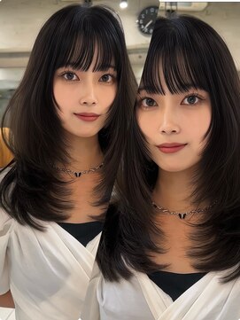 サイン 表参道(SIGN) 韓国ヘアグレージュカラーブリーチ無し髪質改善イヤリングカラー