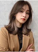 韓国ヘアーハッシュカットレイヤーカットグレージュブリーチ無し