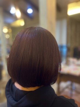 ヴァンファミリー アピタ福井飯塚店(Vanfamily) アプリコットカラーの前下がりボブ