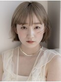 イメチェン/ホワイトブロンド/外ハネボブ/美髪/白河57
