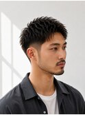 大人メンズアップバングパーマビジネスマン
