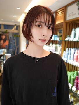 ビファインクーアヴェダ(Be fine coo AVEDA) オレンジブラウン ショートボブ レイヤーボブ