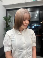 ナービス(NARVIS)&nbsp;ケアブリーチ/透明感カラー×切りっぱなし/ミディボブ